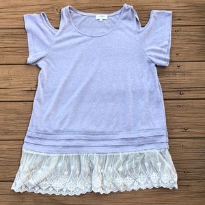 Umgee Cold Shoulder Top With Lace Bottom Sz Small